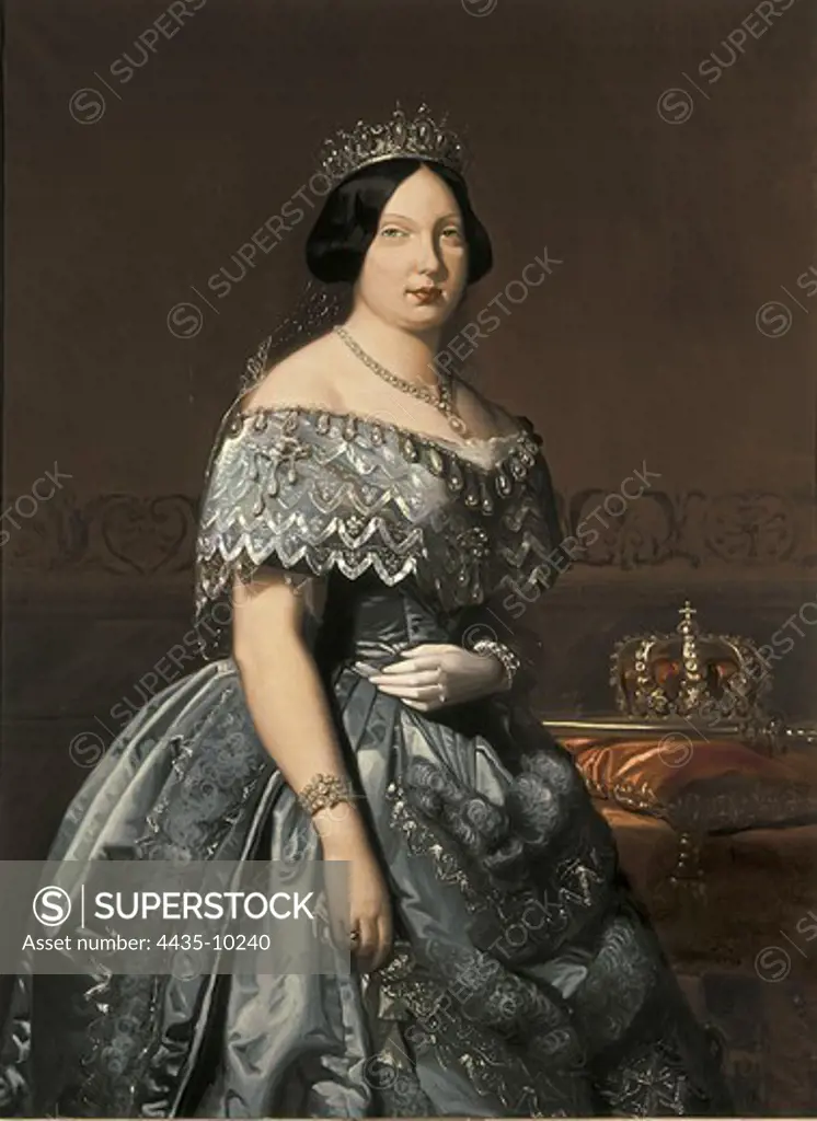 MADRAZO, Federico (1815-1894). Isabella II. Oil on canvas. SPAIN. MADRID (AUTONOMOUS COMMUNITY). Madrid. Royal Academy of History.