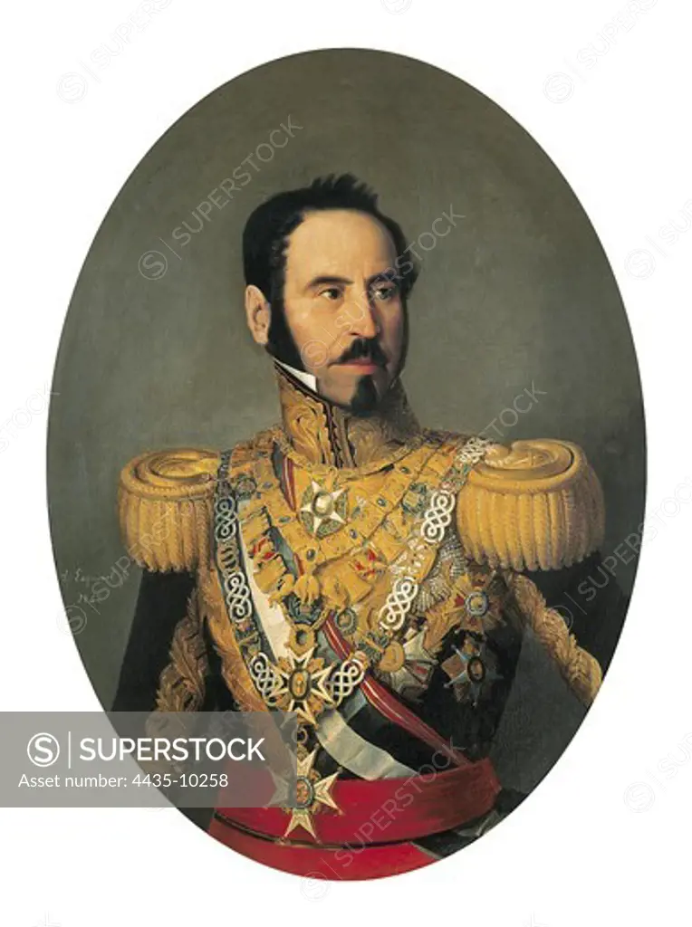 ESPARTERO, Baldomero (1793-1879). Spanish military man and liberal politician. Baldomero Espartero. Portrait by Antonio MarÕa Esquivel.