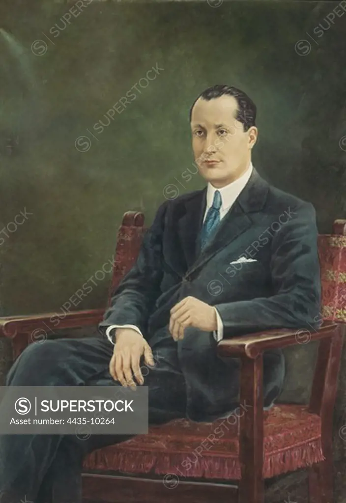 PRIMO DE RIVERA, Jos_ Antonio (1903-1936). Spanish politician, founder of the Spanish Falange. Portrait of Jos_ Antonio Primo de Rivera. 1931-1936. Oil on canvas. SPAIN. Madrid. Senate Palace.
