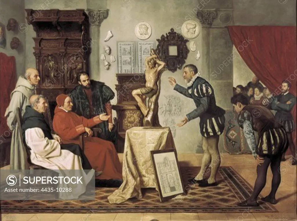 BERRUGUETE, Alonso (1480-1561); TAVERA, Juan Pardo de (1472-1545). Cardinal Tavera visiting Alonso Berruguete. Oil on canvas. SPAIN. MADRID (AUTONOMOUS COMMUNITY). Madrid. Senate Palace.