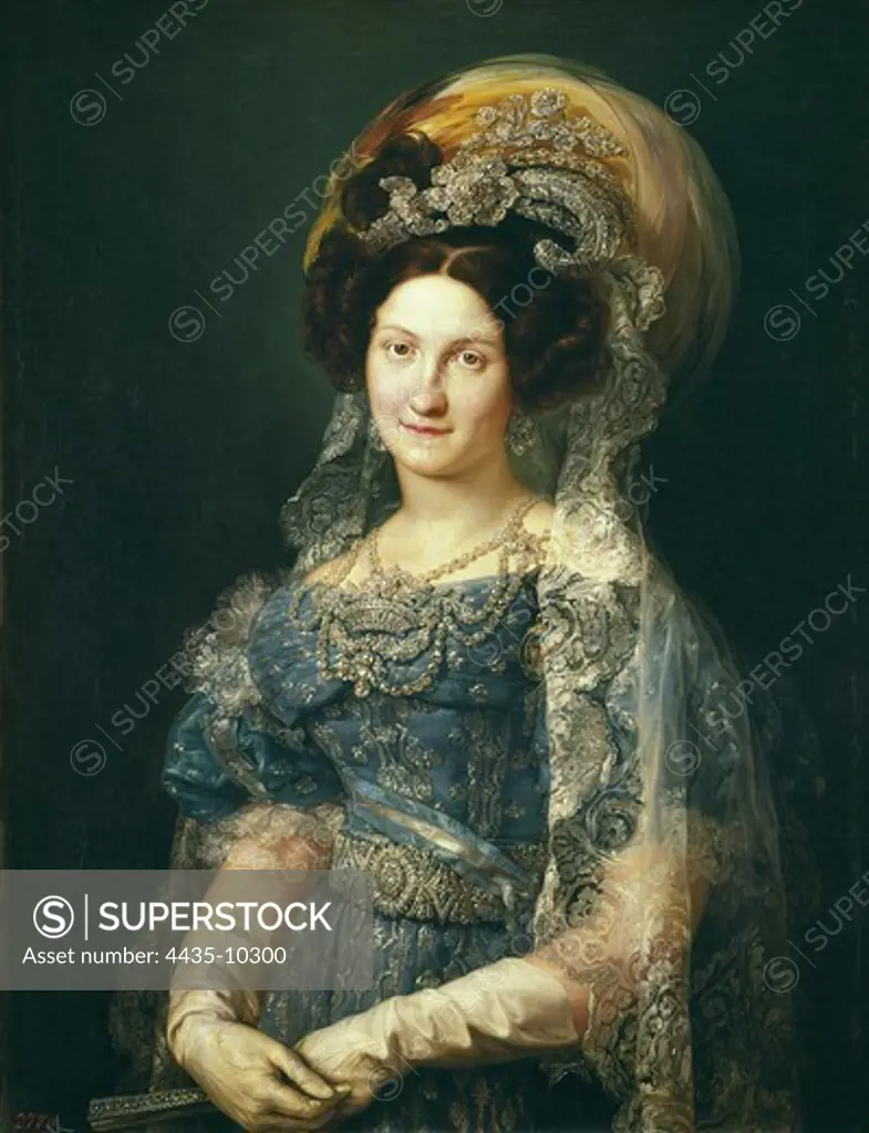 LOPEZ Y PORTAíA, Vicente (1772-1850). Maria Christina de Bourbon-Sicile, Queen of Spain. ca. 1830 - ca. 1850. Oil on canvas. SPAIN. MADRID (AUTONOMOUS COMMUNITY). Madrid. Prado Museum.