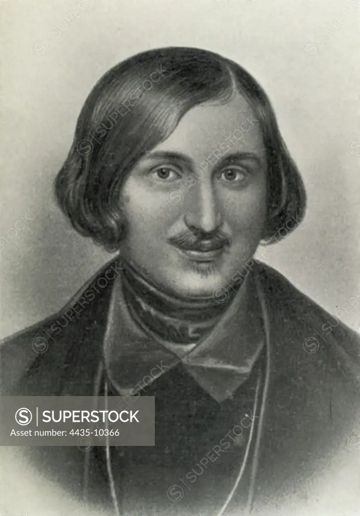 GOGOL, Nikolai Vasilievich (1809-1852). Russian novelist and playwright. Engraving.