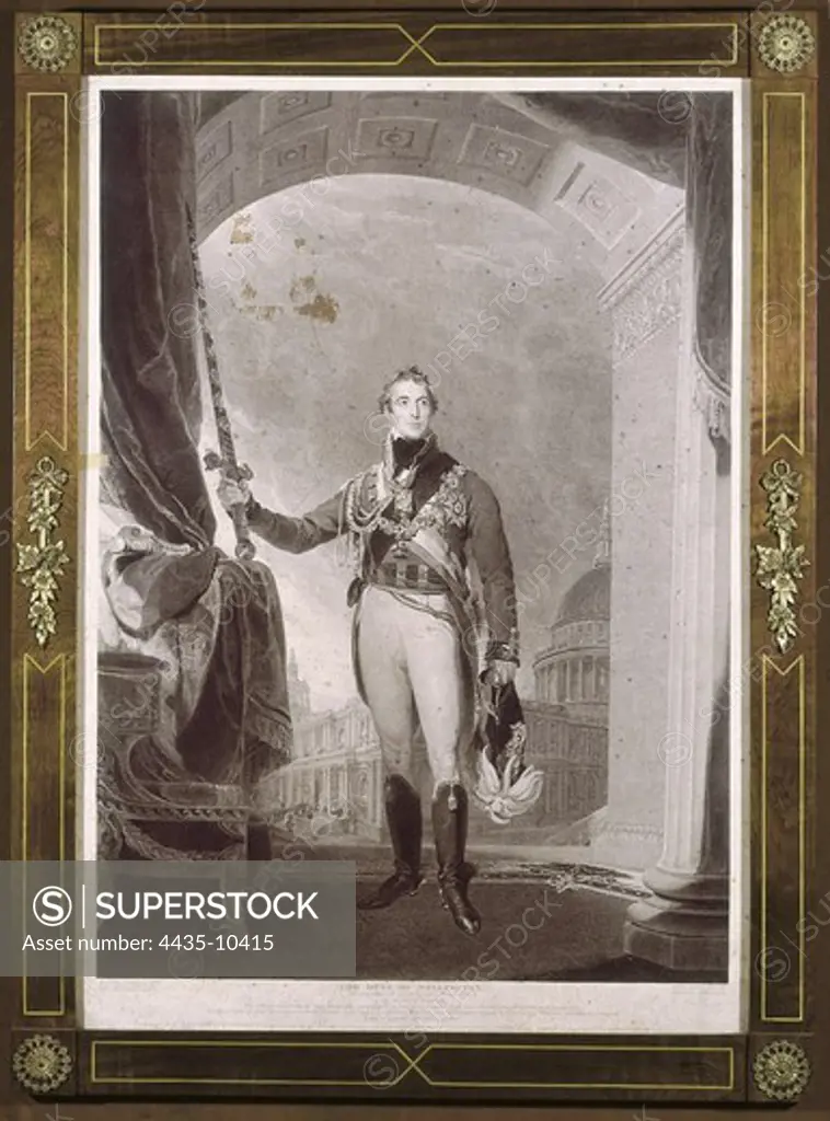 Wellington, Arthur Wellesley, 1st Duke of (1769-1852). Engraving. SPAIN. BASQUE COUNTRY. ALAVA. Vitoria. Museum of the ArmerÕa (armoury).