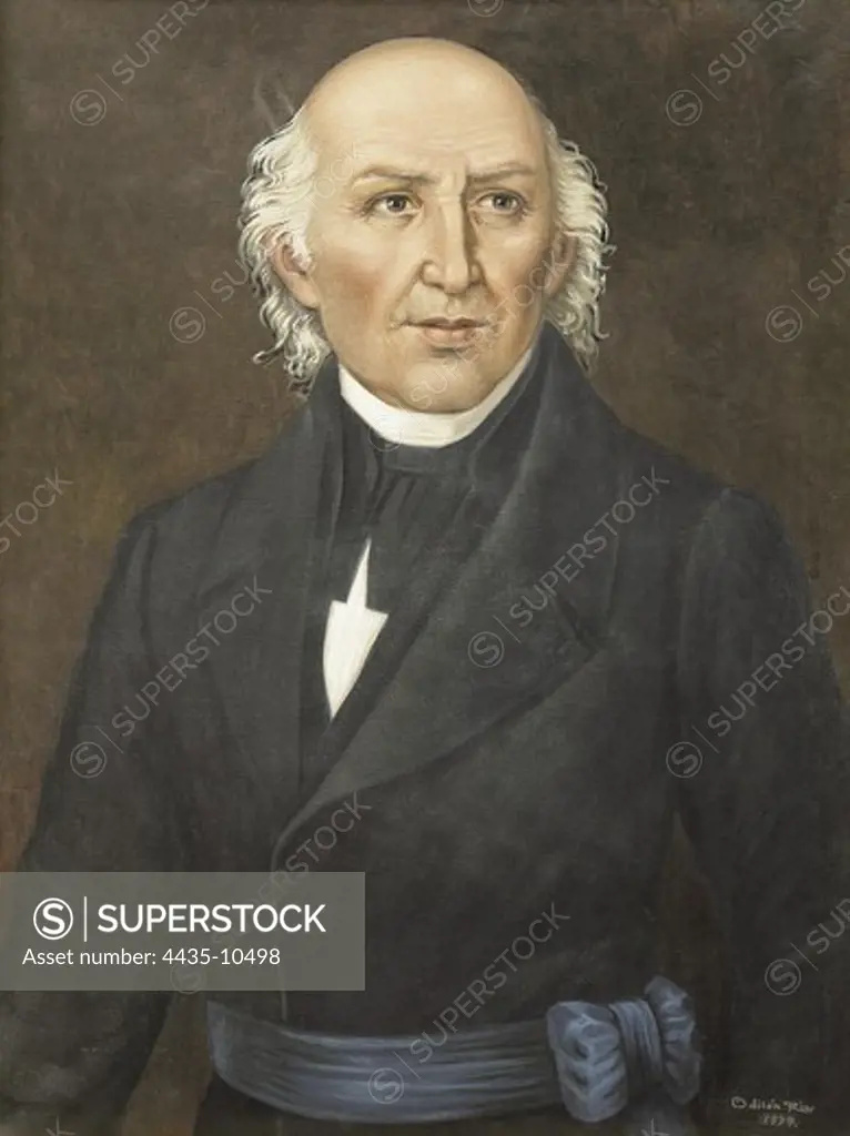 HIDALGO Y COSTILLA, Miguel (1753-1811). Mexican priest and a leader of the Mexican War of Independence. Portrait by OdilÑn RÕos. Oil on canvas. MEXICO. BAJA CALIFORNIA SUR. La Paz. Anthropology and History Museum.