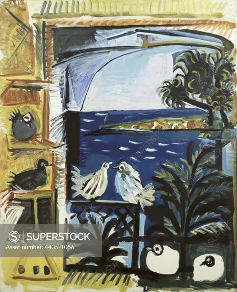 Picasso, Pablo (1881-1973). The Pigeons. 1957. From a group of oils executed during the period when he painted Las Meninas. Dated on the 12th September. Contemporary Art. Oil on canvas. SPAIN. CATALONIA. Barcelona. Picasso Museum.