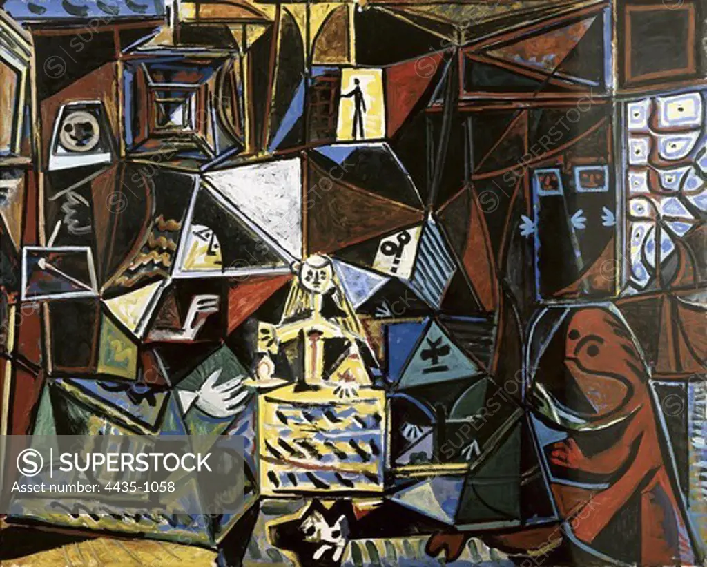 Picasso, Pablo (1881-1973). Las Meninas (group). 1957. Part from the series where Picasso executes an interpretation of Las Meninas by Velazquez. Made in Cannes and dated on the 18th September. Cubism. Oil on canvas. SPAIN. CATALONIA. Barcelona. Picasso Museum.