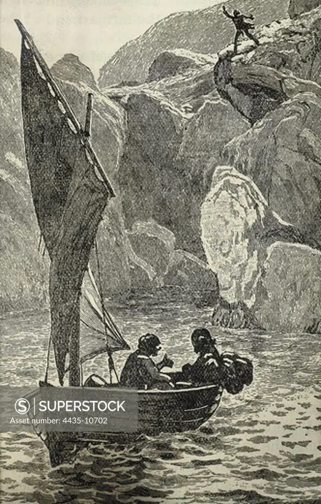 STEVENSON, Robert Louis (1850-1894). 'Kidnapped'. Illustration. Etching. SPAIN. CATALONIA. Barcelona. Biblioteca de Catalunya (National Library of Catalonia).