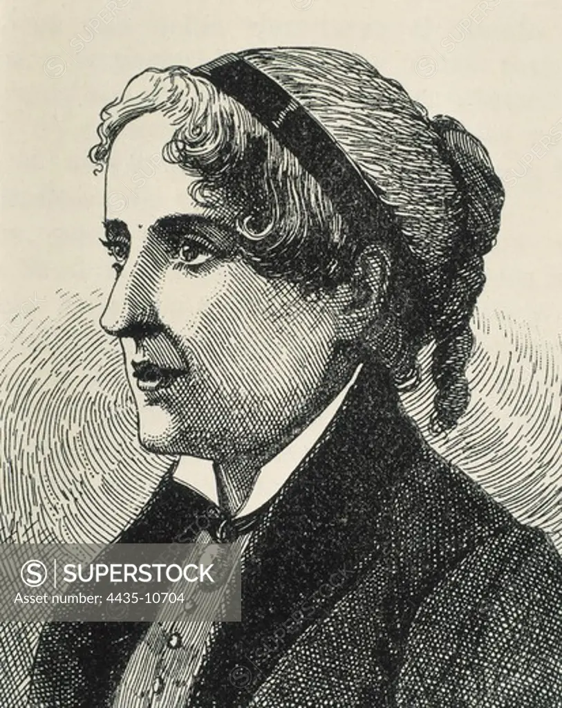 STOWE, Harriet Elizabeth Beecher (1811-1896). North American writter. US writer. She wrote 'Uncle Tom's Cabin', a work written in. Engraving.