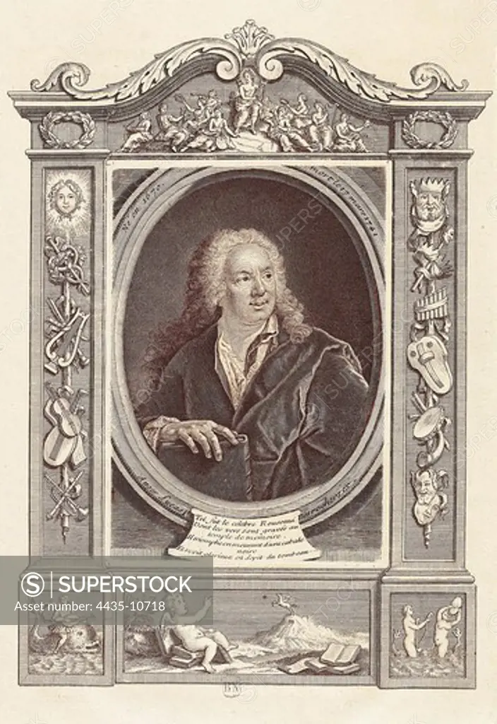 ROUSSEAU, Jean Baptiste (1670-1741). French poet. Etching. SPAIN. MADRID (AUTONOMOUS COMMUNITY). Madrid. National Library.