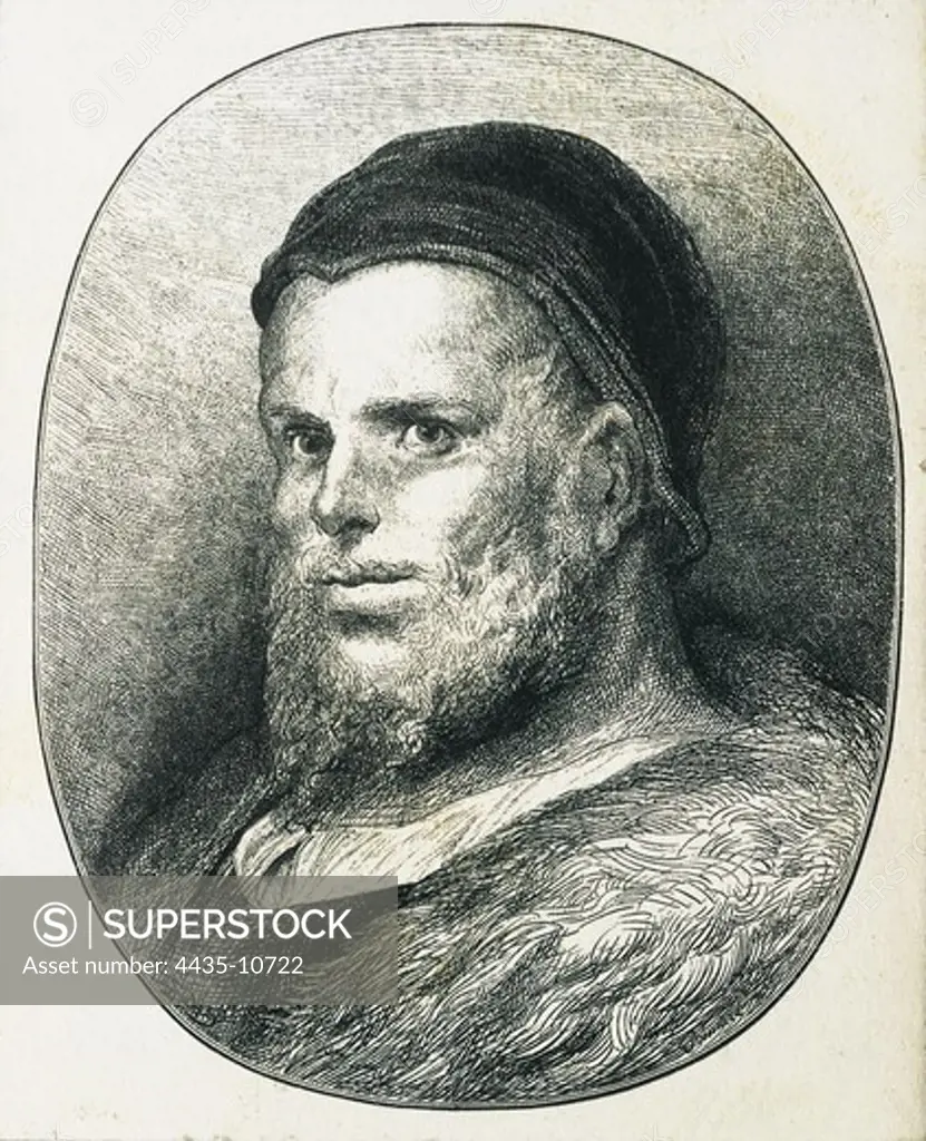 RABELAIS, Franois (1494-1553). French writer, clergyman and humanist. Etching.