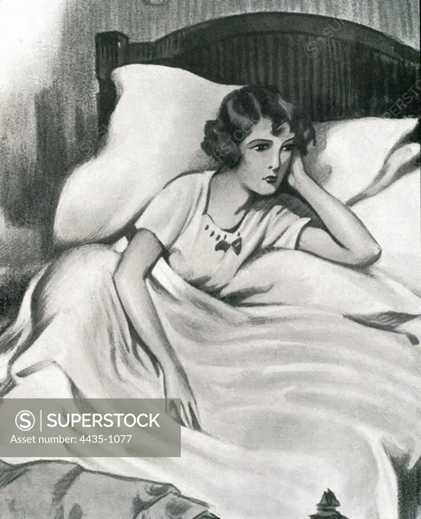 Illustration of the novel 'Julia takes the opportunity' by Concordia Merrel. Spanish edition translated from English by Isabel de Palencia (1925-1930). Engraving.