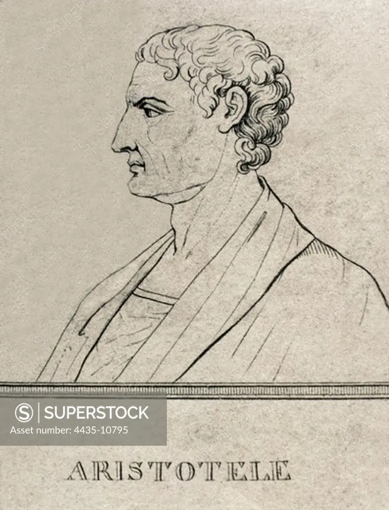 ARISTOTLE (384-332 BC). Greek philosopher. Engraving.