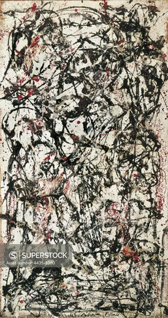 POLLOCK, Jackson (1912-1956). Enchanted Forest. 1947. Action painting. Painting. ITALY. VENETO. Venice. Peggy Guggenheim Collection.