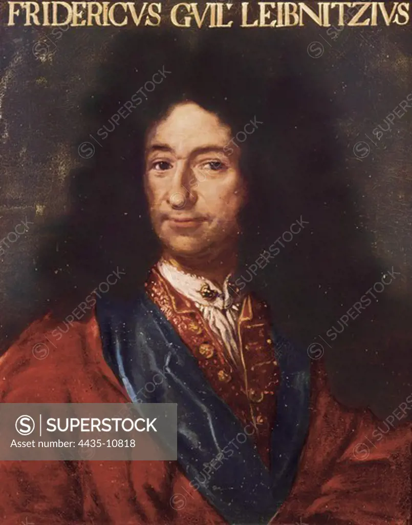 LEIBNIZ, Gottfried Wilhelm (1646-1716). German rationalist philosopher and mathematician. Oil on canvas. ITALY. TUSCANY. Florence. Galleria degli Uffizi (Uffizi Gallery).