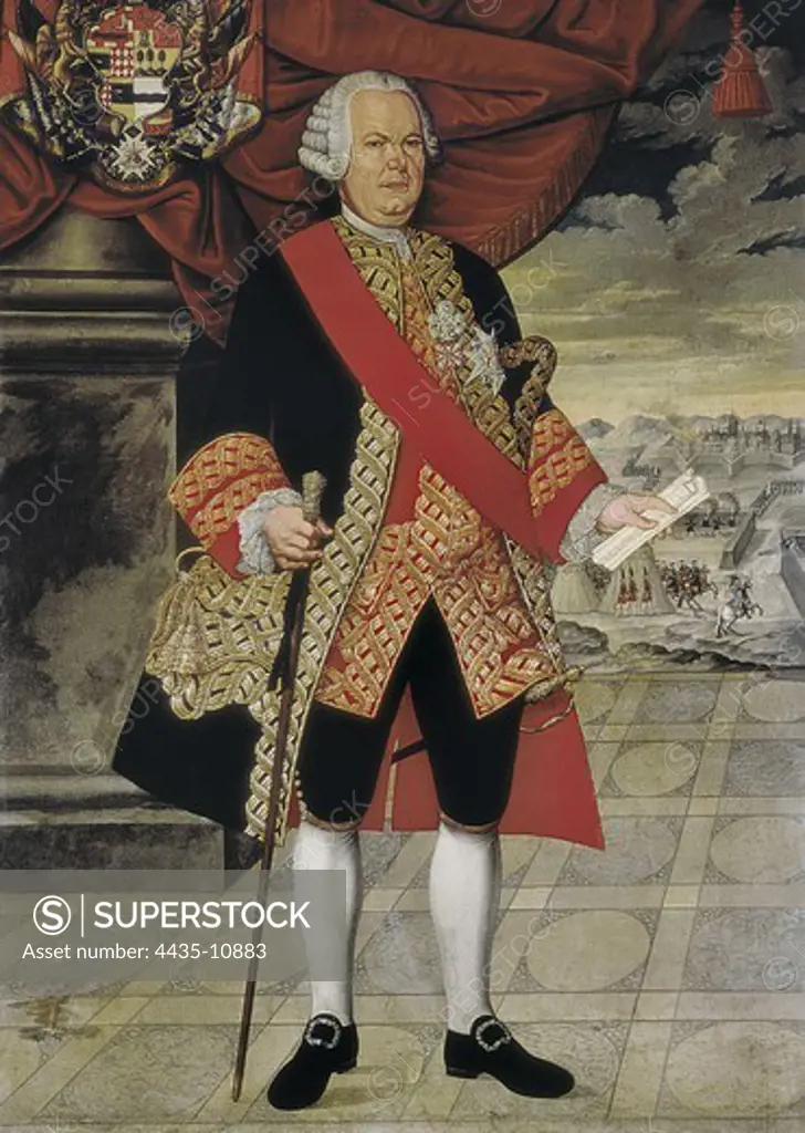 AMAT Y JUNYENT, Manuel de (1704-1782). Spanish politician and military man. Anonymous portrait. Painting. SPAIN. CATALONIA. Barcelona. Virreina Palace.