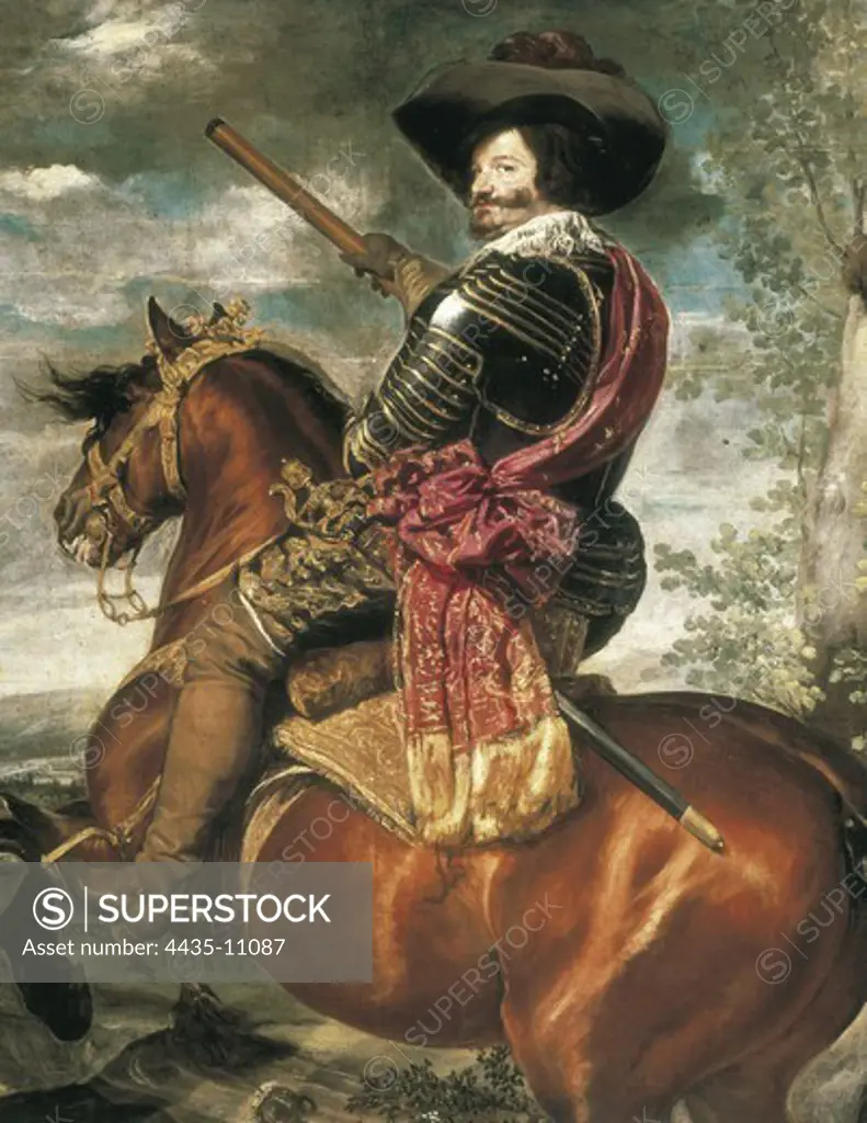VELAZQUEZ, Diego RodrÕguez de Silva (1599-1660). Equestrian portrait of the Count-Duke of Olivares, Gaspar de Guzmàn y Pimentel. 1634. Detail. Baroque art. Oil on canvas. SPAIN. MADRID (AUTONOMOUS COMMUNITY). Madrid. Prado Museum.
