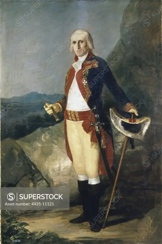 GOYA Y LUCIENTES, Francisco de (1746-1828). General Jose de Urrutia. 1798. He holds on his right hand the telescope and, on his left hand a hat leaning on the stick. Oil on canvas. SPAIN. MADRID (AUTONOMOUS COMMUNITY). Madrid. Prado Museum.