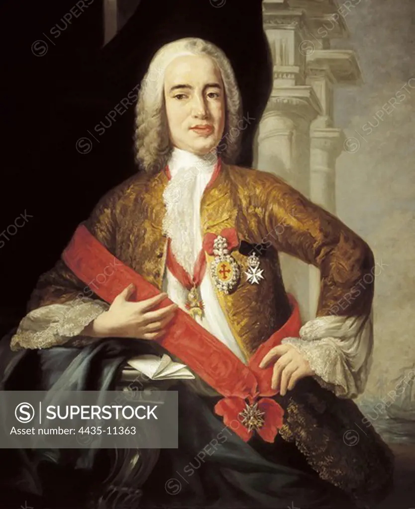 ENSENADA, ZenÑn de Somodevilla, marqu_s de la (1702-1781). Spanish erudite politician. Marquis of Ensenada. Oil on canvas. SPAIN. MADRID (AUTONOMOUS COMMUNITY). Madrid. Senate Palace.