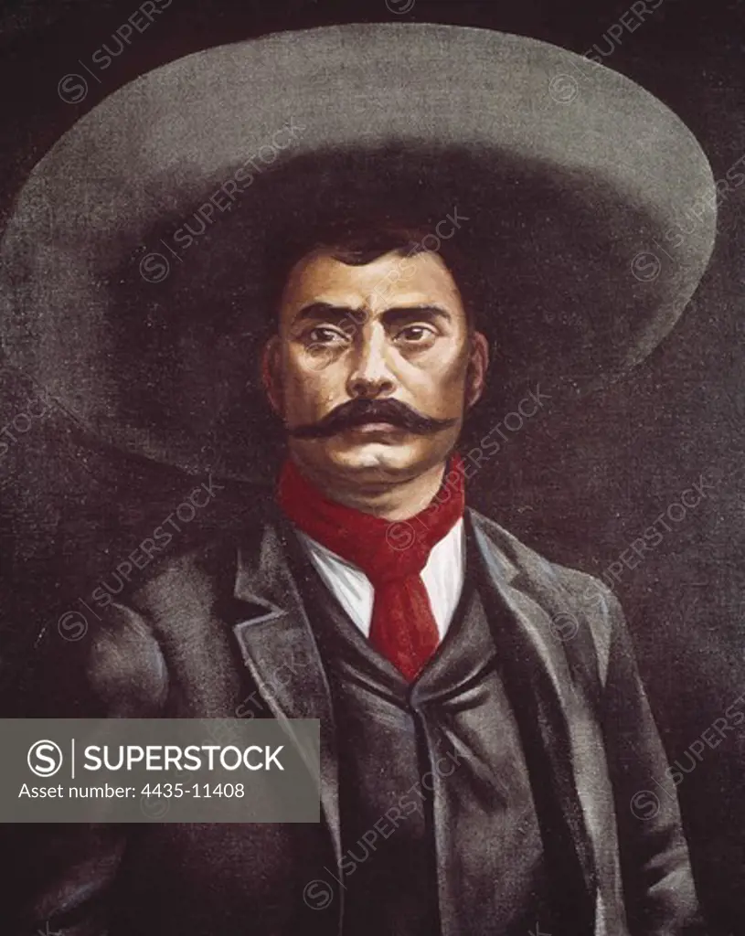 ZAPATA, Emiliano (1883-1919). Portrait of Emiliano Zapata. Painting. MEXICO. FEDERAL DISTRICT. Mexico City. Chapultepec Castle.