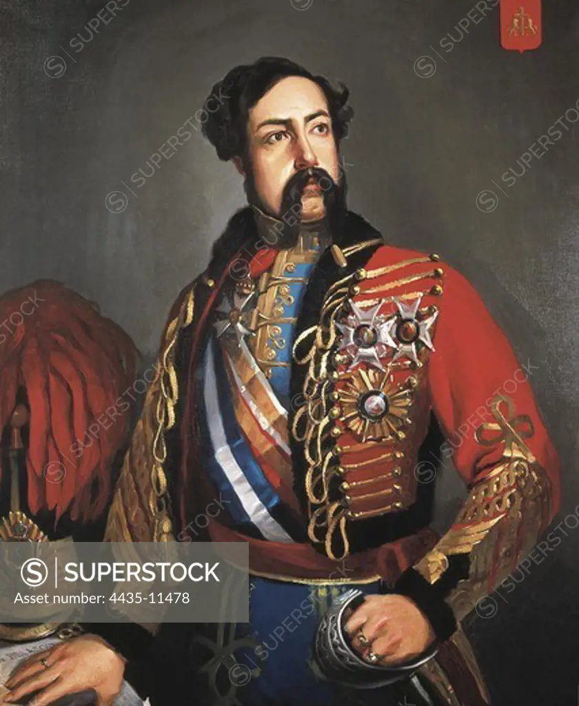 Spain. First Carlist War. Diego de LeÑn. Portrait by Jos_ de Juanas. Oil on canvas. SPAIN. CASTILE-LA MANCHA. Toledo. Army Museum.