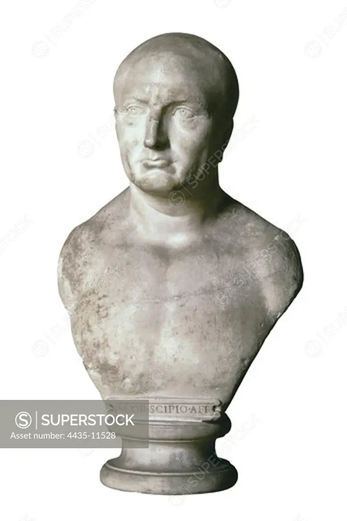 Portrait of Scipio Africanus. 17th c. Anonymous. Sculpture on marble. ITALY. LAZIO. Rome. Capitoline Museums.