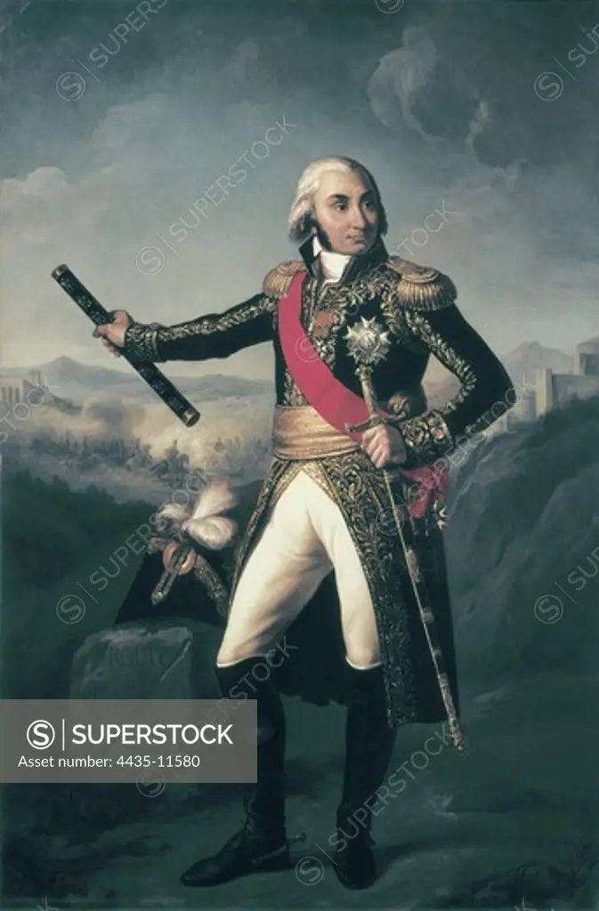 JOURDAN, Jean-Baptiste, Count (1762-1833). French Marshal. He was Chief of Staff of king Joseph Bonaparte during the Peninsular War. Portrait by Carpentier. Jean-Baptiste, comte Jourdan, mar_chal de France en 1804 (1762-1833). 19th c. Oil. FRANCE. LE-DE-FRANCE. YVELINES. Versailles. National Museum of Versailles.
