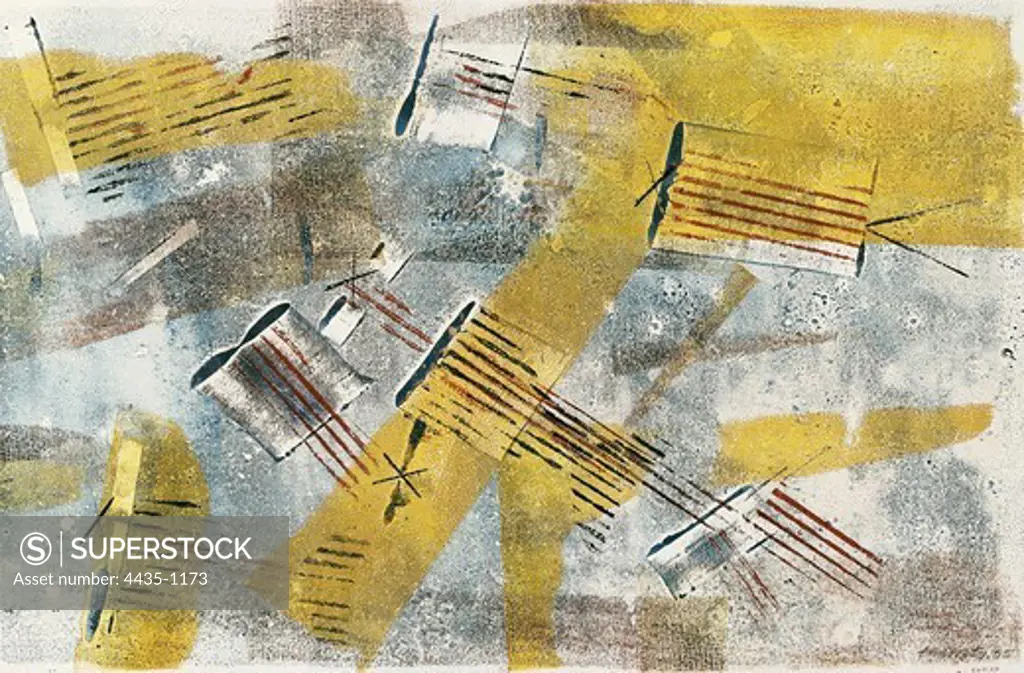 THARRATS, Juan Jos_ (1918-2001). The Aviation. 1955. Informalism. Painting.
