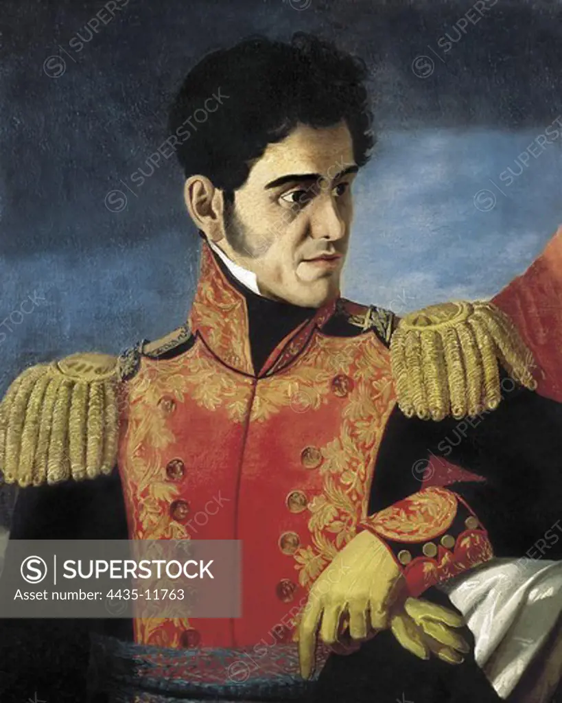 SANTA ANNA, Antonio LÑpez de (1791-1876). Mexican politician and general, president and dictator of Mexico. Mexican military man and politician. He was president of the Republic and dictator. Oil painting. Oil on canvas. MEXICO. FEDERAL DISTRICT. Mexico City. National Museum of History (Chapultepec Castle).