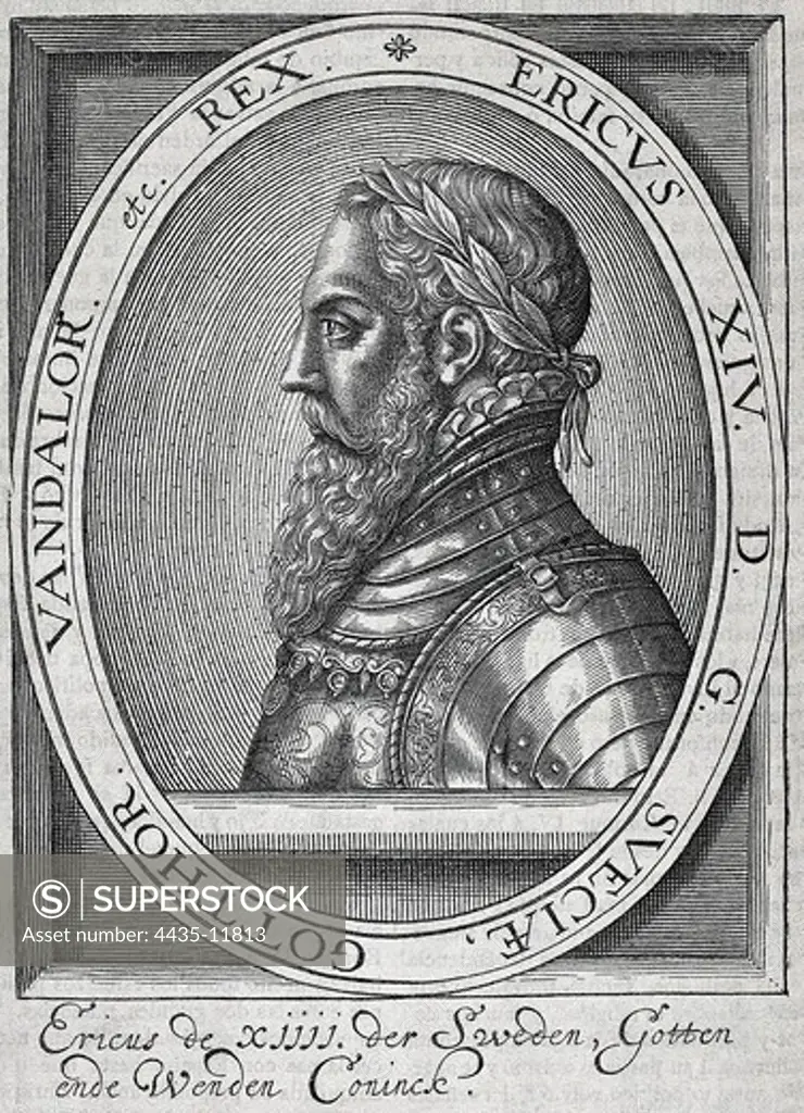 Erik XIV of Sweden (1533-1577). King of Sweden (1560-1568). Engraving.