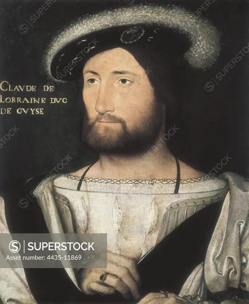 CLOUET, Jean (1475-1541). Portrait of Claude of Lorraine, Duke of Guise. Renaissance art. Oil on wood. ITALY. TUSCANY. Florence. Pitti Palace.