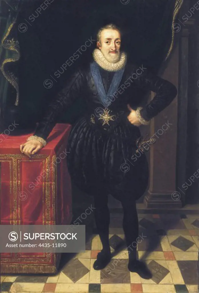 Pourbus, Frans the Younger (1569-1622). Henry IV (1553-1610). King of France, with black dress c.1610. Flemish art. Oil on wood. FRANCE. LE-DE-FRANCE. Paris. Louvre Museum.