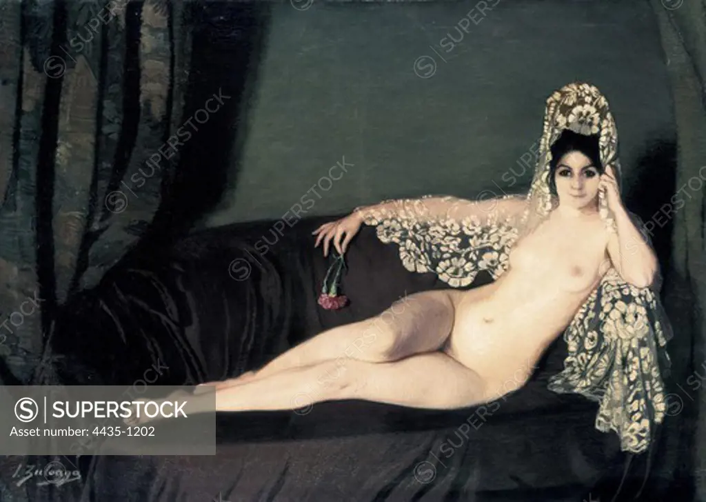 ZULOAGA ZABALETA, Ignacio (1870-1945). Nude. 1915. Countess Mathieu de Noailles. Romanticism. Oil on canvas. SPAIN. MADRID (AUTONOMOUS COMMUNITY). Madrid. Reina Sofia Art Centre National Museum.