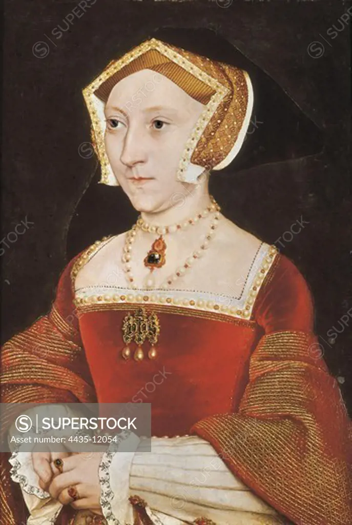 JANE SEYMOUR (1509-1537). Queen of England (1536-1537), third wife of Henry VIII. Oil on wood.