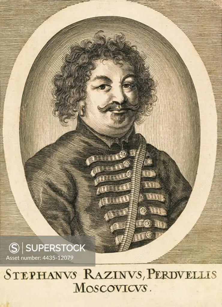 RAZIN, Stenka (1630-1671). Cossak leader. Xylography. FRANCE. LE-DE-FRANCE. Paris. National Library.