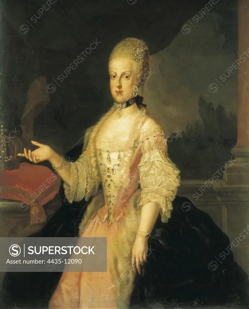 Maria Carolina of Austria (1752-1814). Queen of Naples (1768-1806), wife of Ferdinand IV. Portrait by Francesco Liani (1712-1783). Rococo. Oil on canvas. ITALY. CAMPANIA. CASERTA. Capua. Provincial Museum of Campania.
