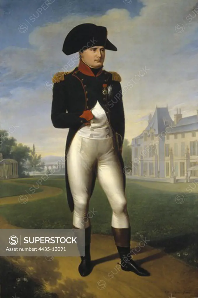Napoleon I in Front of the Chateau de Malmaison. ca. 1804. Work attributed formerly to Franois G_rard. Oil on canvas. FRANCE. ‘LE-DE-FRANCE. HAUTS-DE-SEINE. Rueil-Malmaison. National Museum of the Castle of Malmaison.