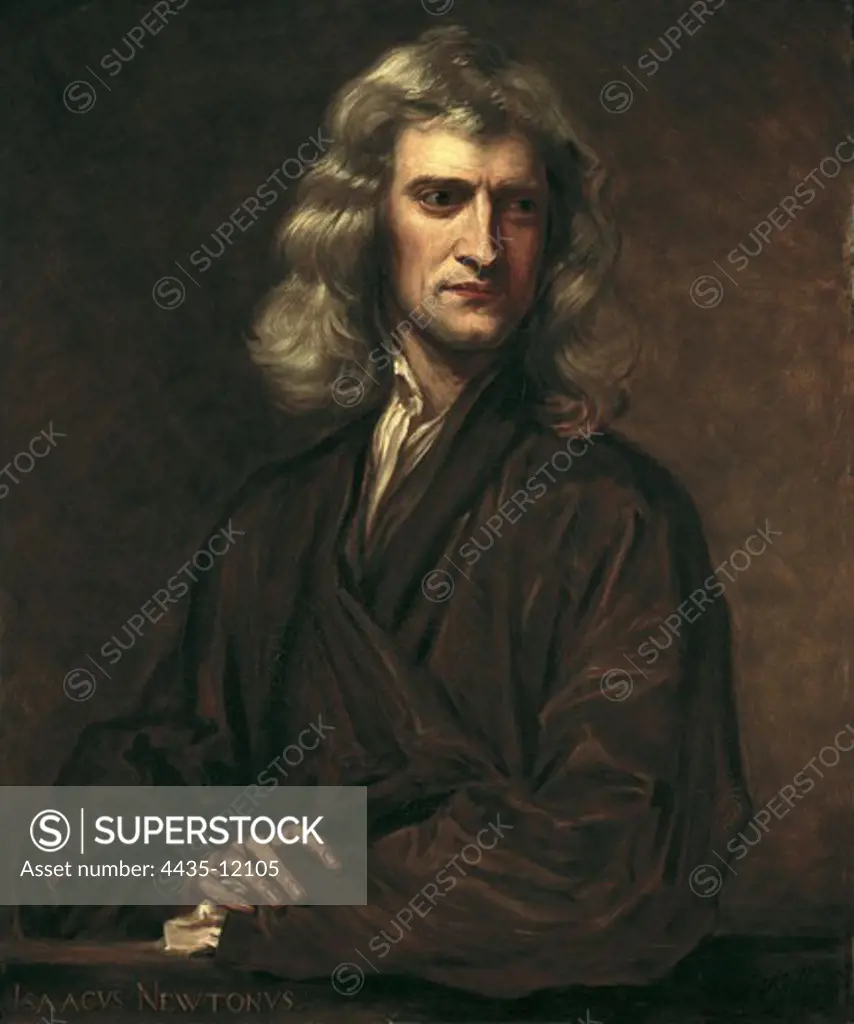 BARLOW, Thomas Oldham (1824-1895). Portrait of Isaac Newton. 1863. Portrait executed after an original by Sir Godfrey Kneller in 1689. Oil on canvas. UNITED KINGDOM. ENGLAND. London. The Science Museum.
