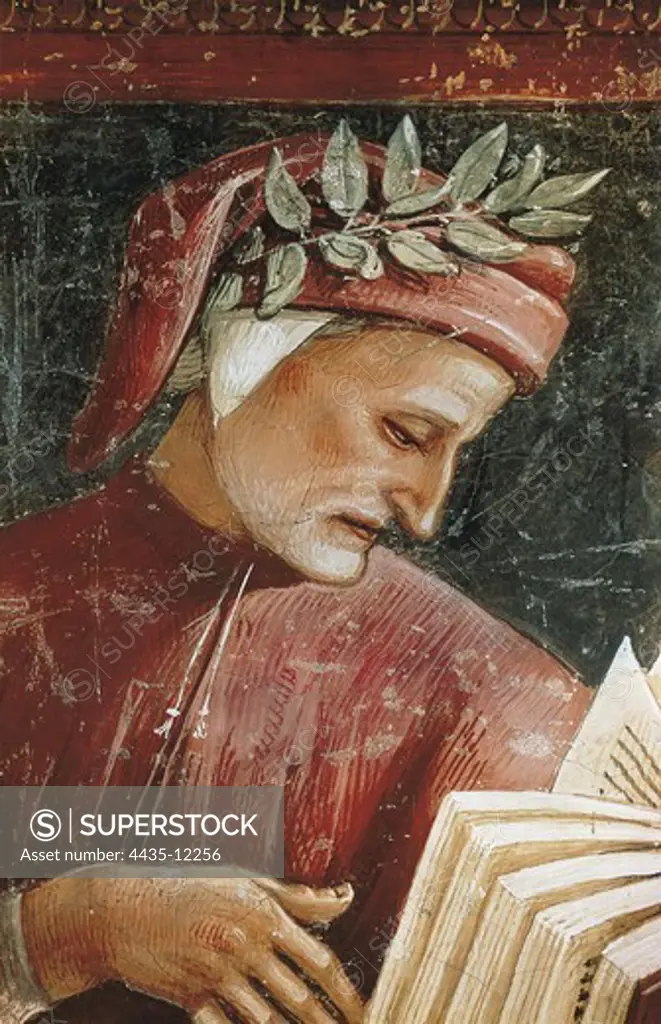 SIGNORELLI, Luca (1445-1523). The Poet Dante. 1499-1504. ITALY. Orvieto. Cathedral. Renaissance art. Fresco.