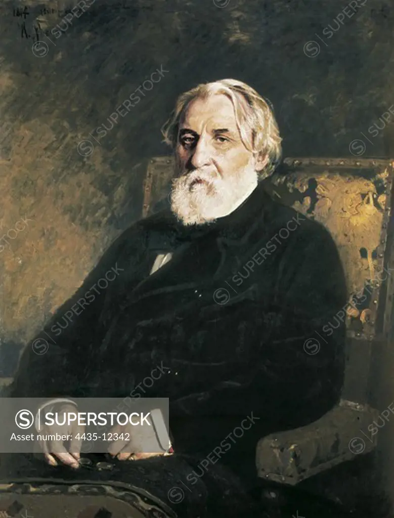 Repin, Ilya Yefimovich (1844-1930). Portrait of Ivan Sergueievich Turgenev. ca. 1873-1876. Oil on canvas. RUSSIA. MOSCOW. Moscow. Tretyakov Gallery.