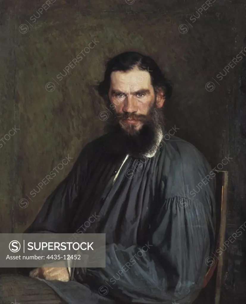 KRAMSKOI, Ivan Nikolaevich (1837-1887). Portrait of Leon Tolstoy. 1873. Oil on canvas. RUSSIA. MOSCOW. Moscow. Tretyakov Gallery.