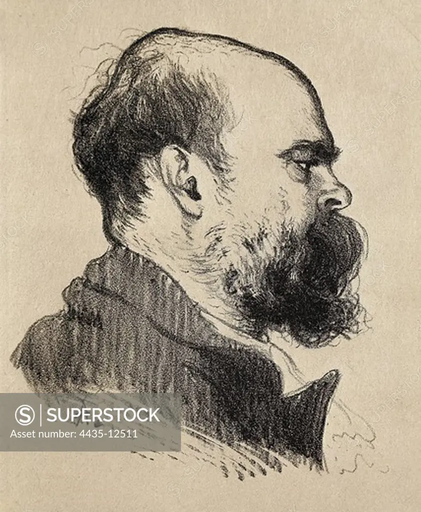 ANQUETIN, Louis (1861-1932). Portrait of Paul Verlaine. 1861. Drawing. FRANCE. MIDI-PYRÄNÄES. TARN. Albi. Toulouse-Lautrec Museum.