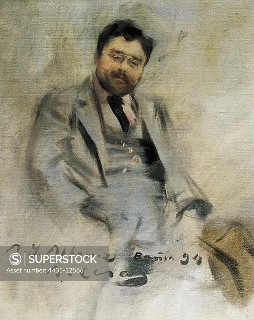 ALBENIZ, Isaac (1860-1909). Spanish pianist and composer. Portrait of Isaac Albeniz aged 34 years old. Isaac Albeniz. 1894. Oil on canvas. SPAIN. MADRID (AUTONOMOUS COMMUNITY). Madrid. Albeniz Foundation.