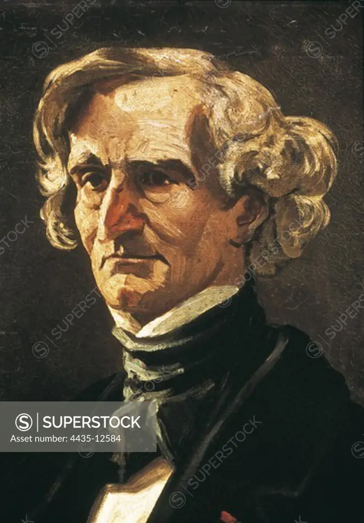 GILL, AndrŽ (1840-1885). Portrait of Hector Berlioz. end 19th c. FRANCE. Versailles. Palace of Versailles. DŽtail from the portrait of Berlioz formerly attributed to Honore Daumier. Work done after a photograph of Nadar. Oil on canvas.