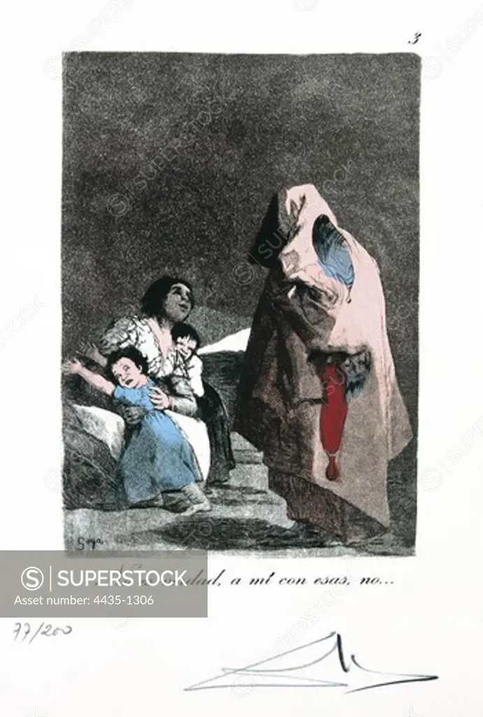 DALI, Salvador (1904-1989). Les Caprices de Goya. No es verdad, a mÕ con esas, no .... 1973-1977. Naturalism. Etching.