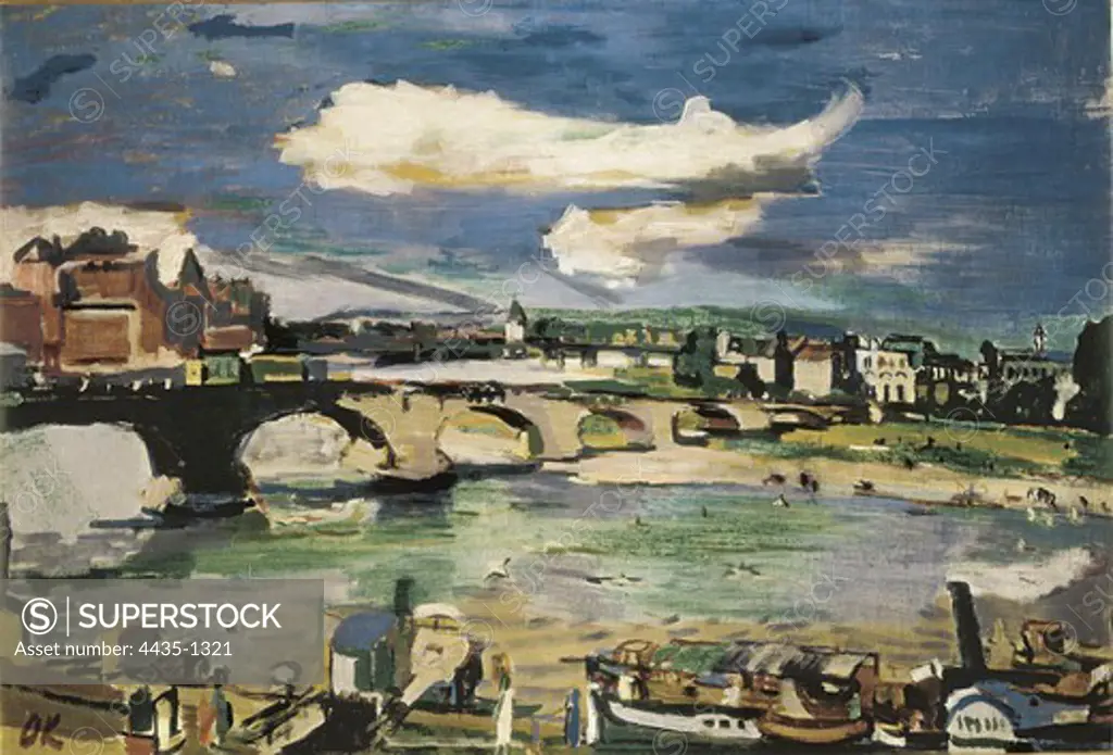 KOKOSCHKA, Oskar (1886-1980). Augustus Bridge, Dresden. 1923. Oil on canvas. NETHERLANDS. NORTH BRABANT. Eindhoven. Municipal Van Abbe Museum.