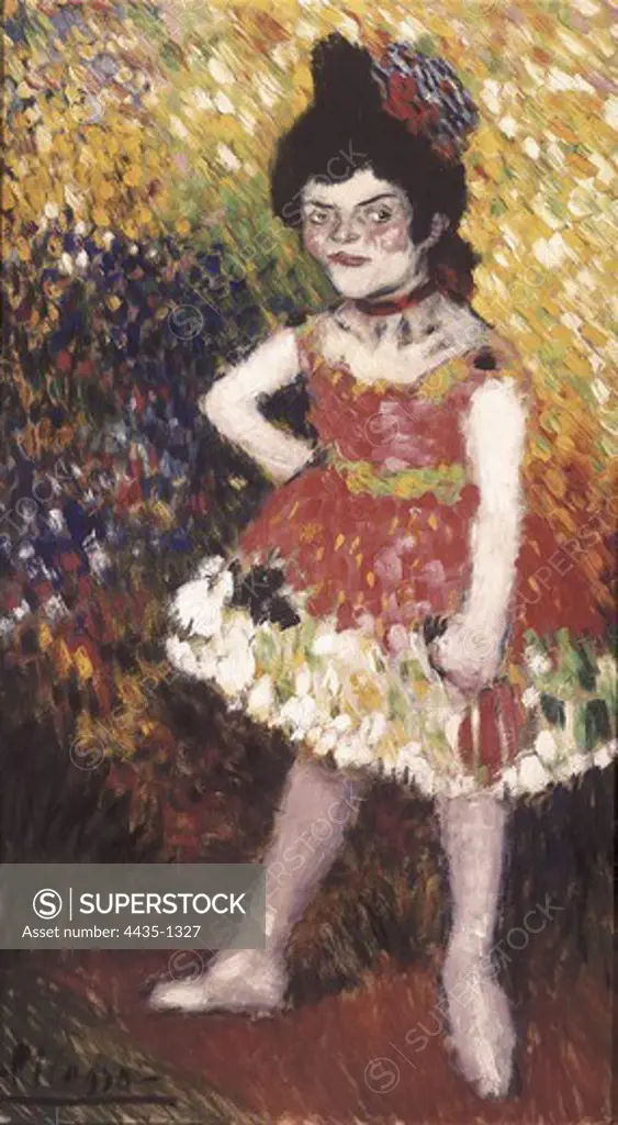 Picasso, Pablo (1881-1973). Dwarf Dancer. 1901. Artistic avant-gardes. Oil on canvas. SPAIN. CATALONIA. Barcelona. Picasso Museum.
