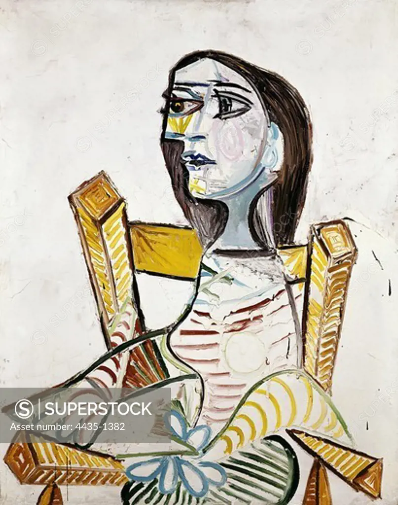Picasso, Pablo (1881-1973). Portrait of woman. 1938. Cubism. Oil on canvas. FRANCE. LE-DE-FRANCE. Paris. Centre national d'art et de culture Georges Pompidou (Georges Pompidou National Art and Culture Centre).