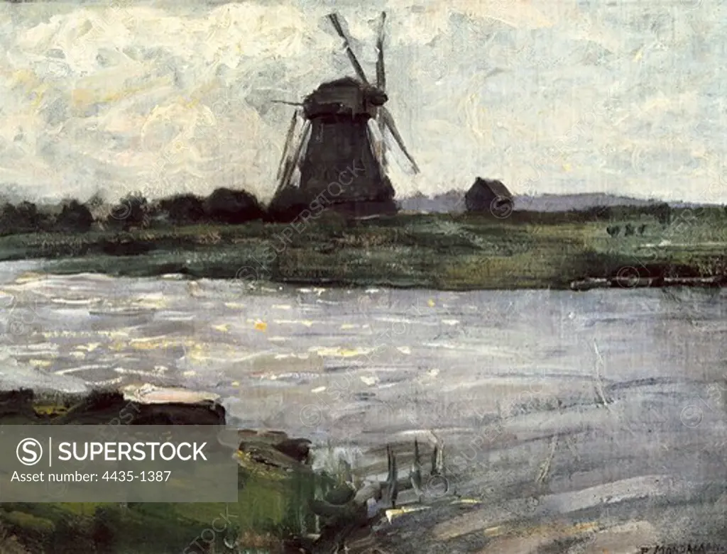 Mondrian, Piet (1872-1944). Windmill. 1906. Post-Impressionism. Oil on canvas. Private Collection.