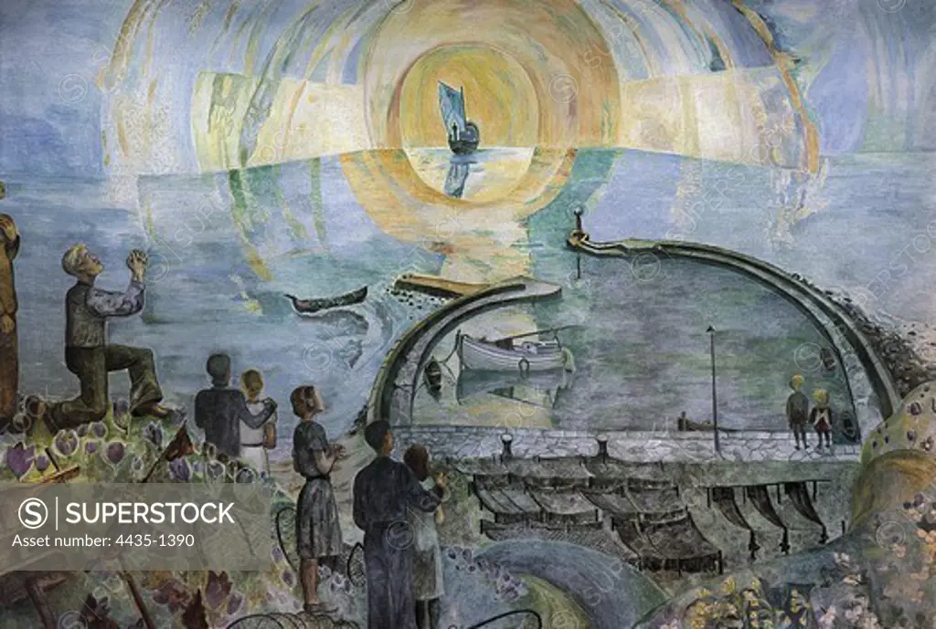 ERIXSON, Sven (1899-1970). Life-Death-Life. 20th c. SWEDEN. Stockholm. Chapel of Holy Cross. Fresco.