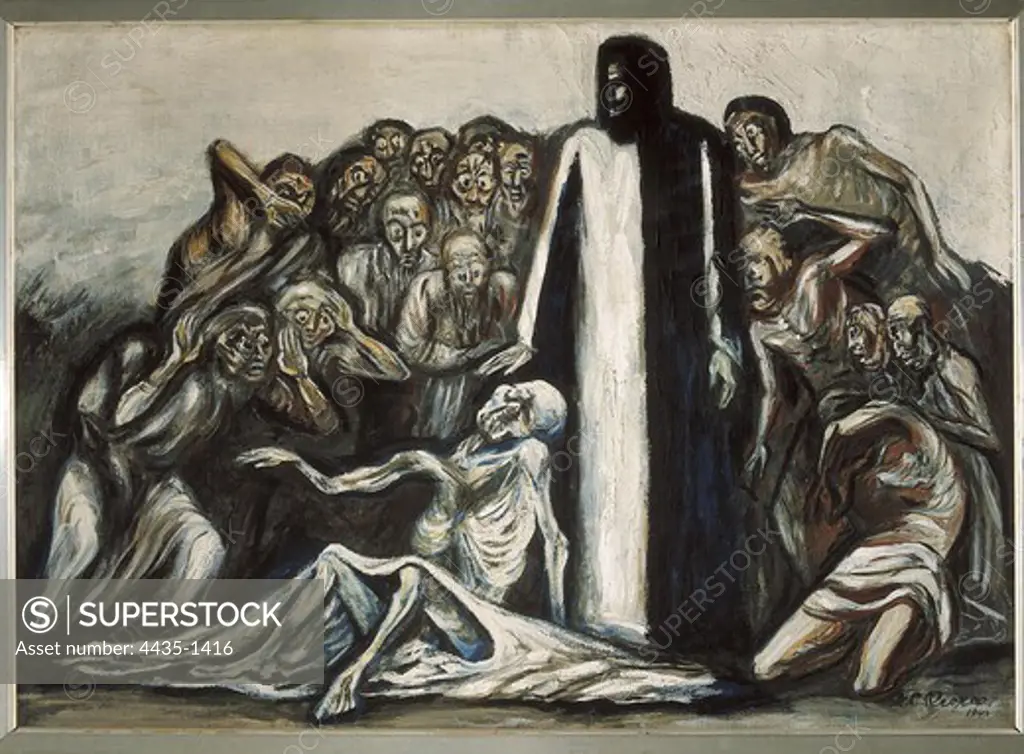 OROZCO, Jos_ Clemente (1883-1949). Resurrection of Lazarus. 1943. Mexican Mural Painting. Painting. MEXICO. FEDERAL DISTRICT. Mexico City. National Museum of Popular Arts.